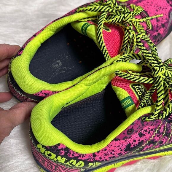 Saucony Nomad TR Women Size 10 Trail Running Shoe Pink-Black-yellow - Picture 7 of 8